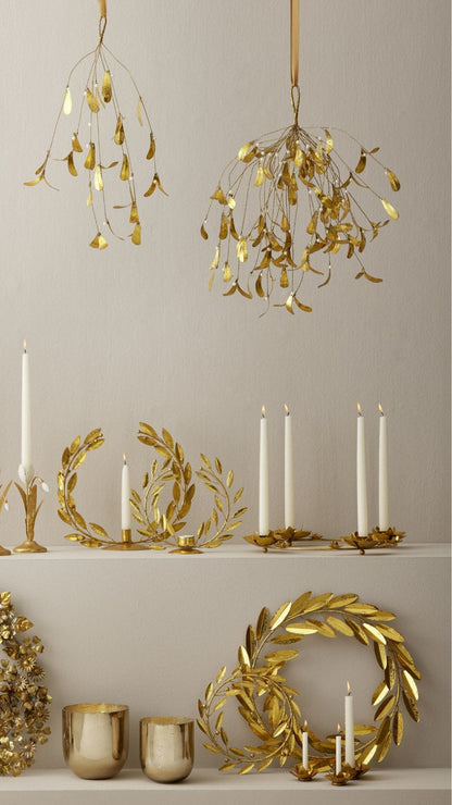Bungalow misteltoe golden metal weihnachtsdeko